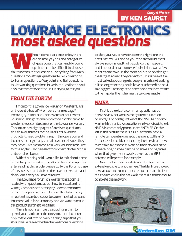 LOWRANCE Electronics Most Asked Questions
by Ken Sauret
