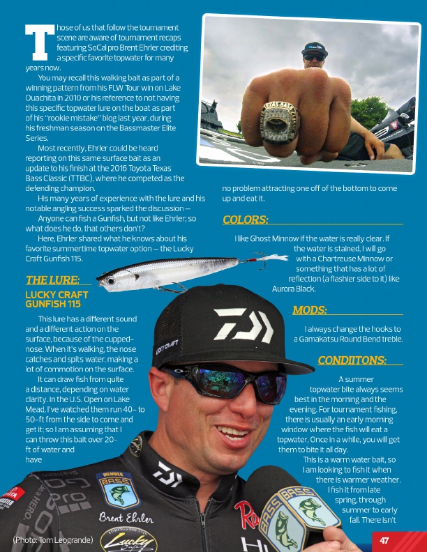 Westernbass Magazine - FREE Bass Fishing Tips And Techniques - Summer 2016, Page 47