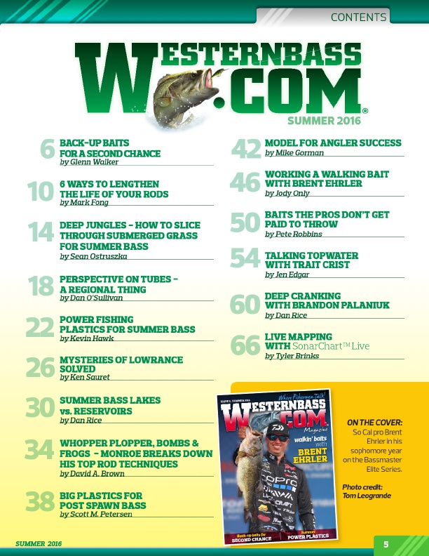 Westernbass Magazine - FREE Bass Fishing Tips And Techniques - Summer 2016, Page 5