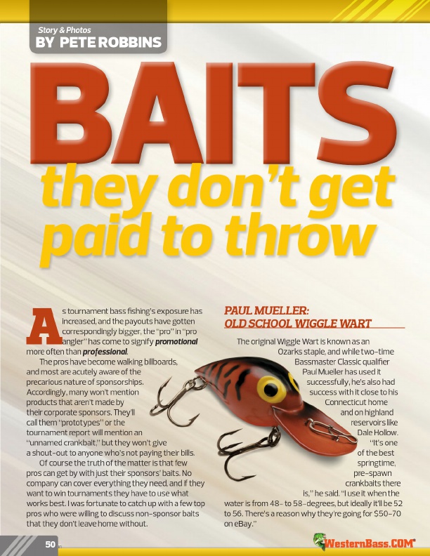 Baits The PROs Don’t Get 
Paid To Throw
by Pete Robbins