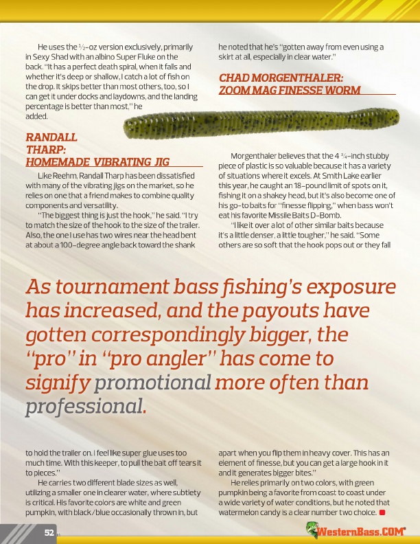 Westernbass Magazine - FREE Bass Fishing Tips And Techniques - Summer 2016, Page 52