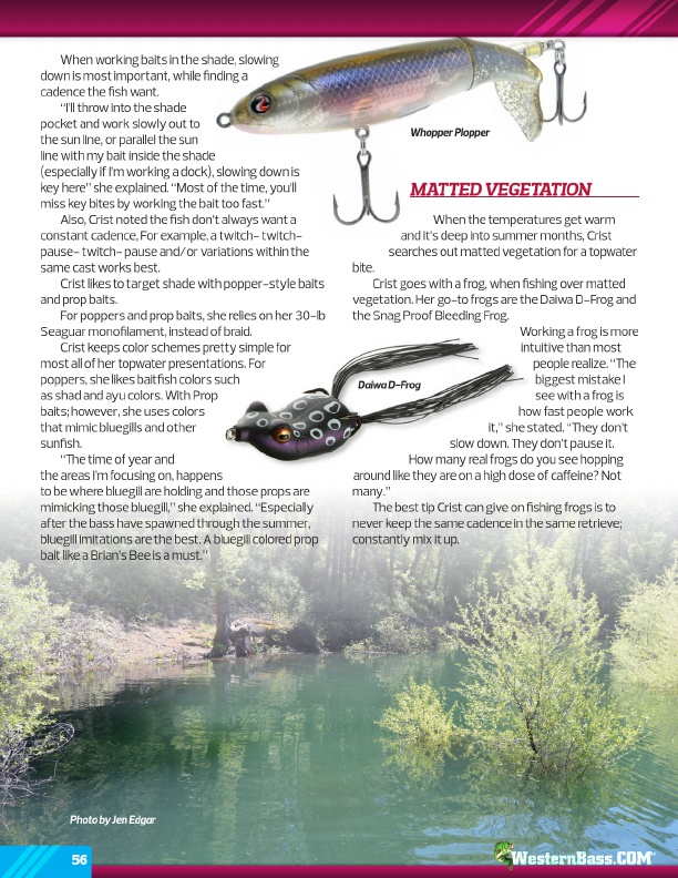 Westernbass Magazine - FREE Bass Fishing Tips And Techniques - Summer 2016, Page 56