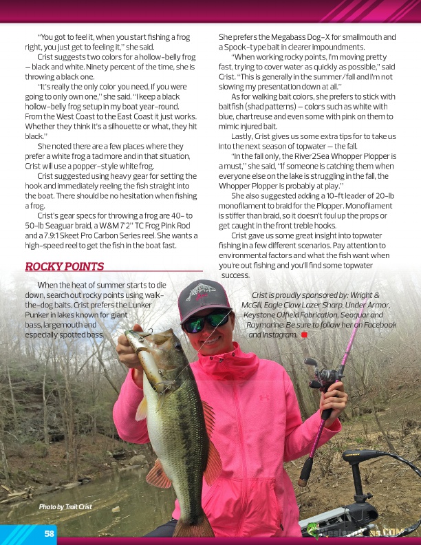 Westernbass Magazine - FREE Bass Fishing Tips And Techniques - Summer 2016, Page 58