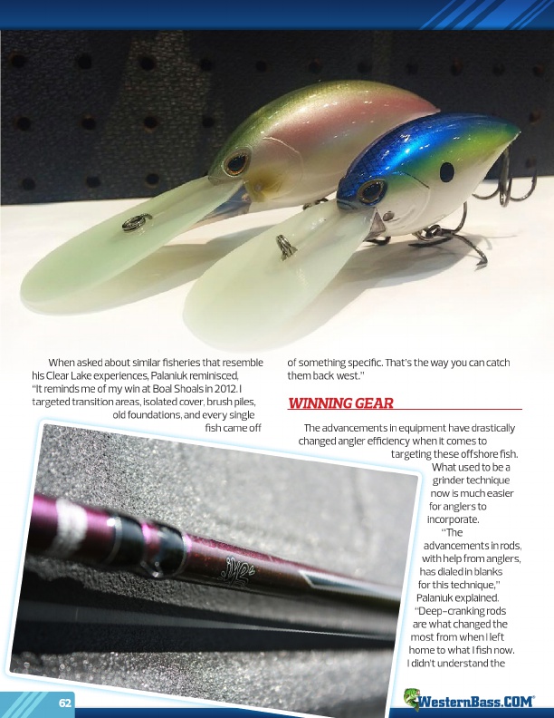 Westernbass Magazine - FREE Bass Fishing Tips And Techniques - Summer 2016, Page 62