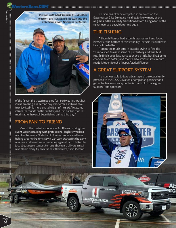 California pro Randy Pierson catches up from the road as a Bassmaster Elite Series angler
