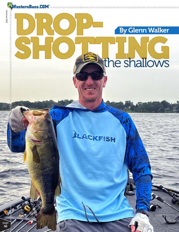 fishing for bass in the shallow water during summer with a dropshot