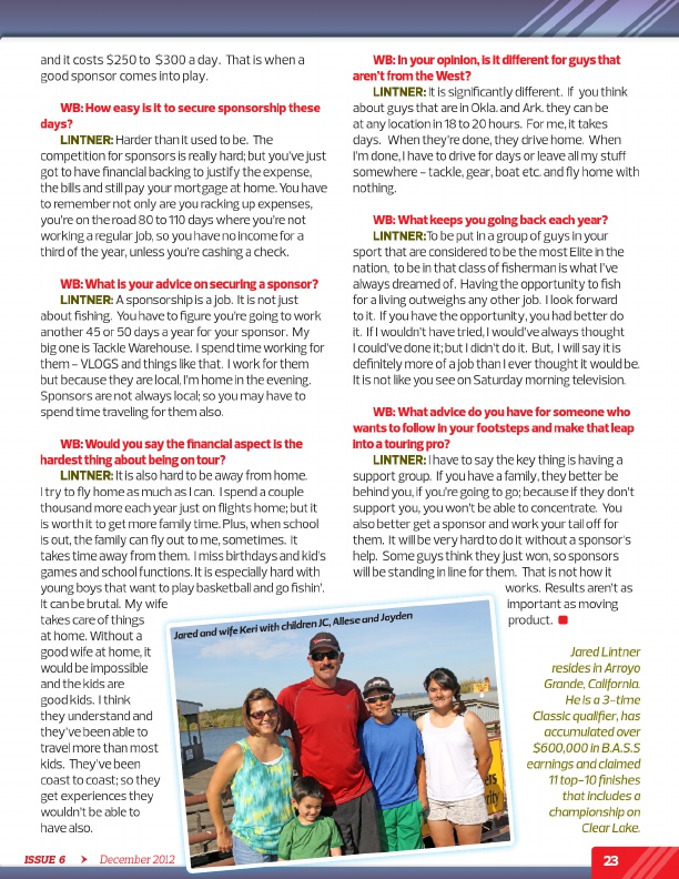 Westernbass Magazine - Bass Fishing Tips And Techniques - December 2012, Page 23