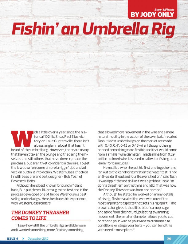 Westernbass Magazine - Bass Fishing Tips And Techniques - December 2012, Page 39