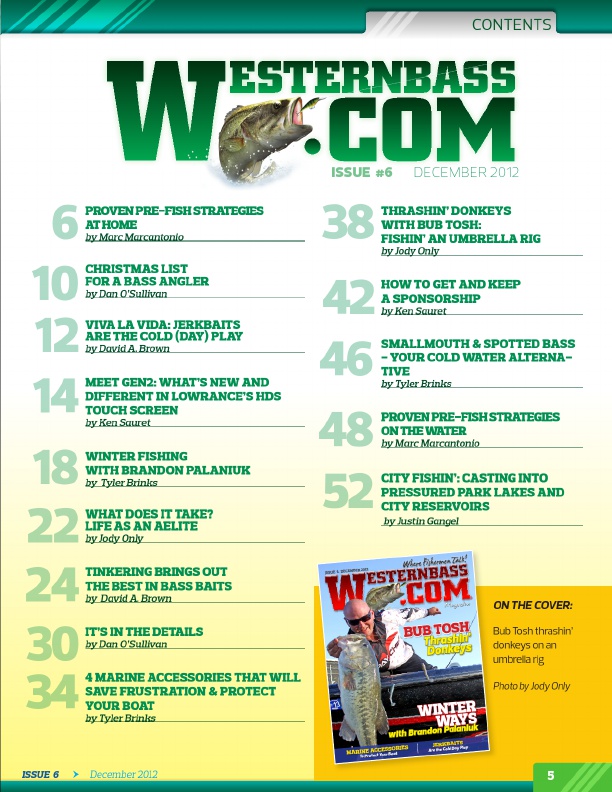 Westernbass Magazine - Bass Fishing Tips And Techniques - December 2012, Page 5