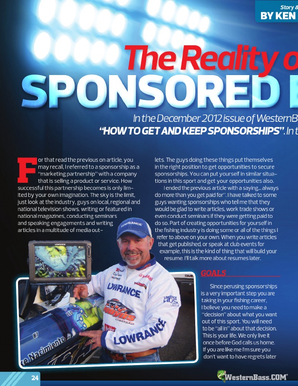 The Reality Of Becoming A Sponsored Bass Angler by Ken Sauret