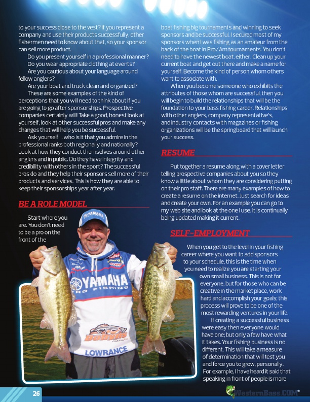 Westernbass Magazine - FREE Bass Fishing Tips And Techniques - Winter 2014, Page 26