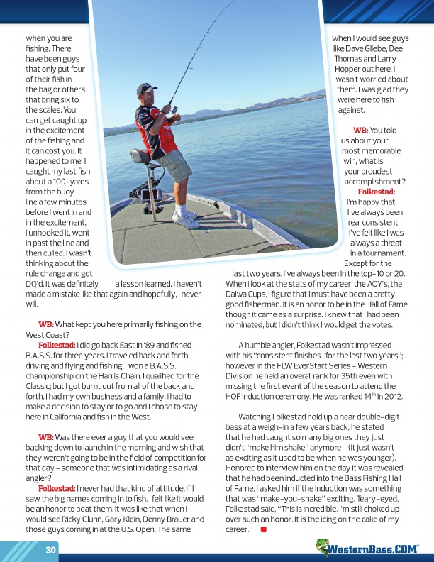 Westernbass Magazine - FREE Bass Fishing Tips And Techniques - Winter 2014, Page 30
