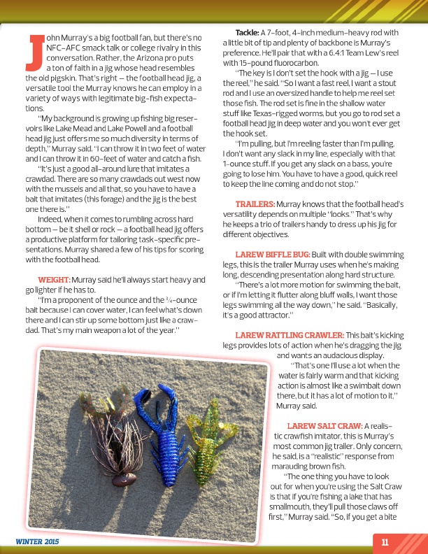 Westernbass Magazine - FREE Bass Fishing Tips And Techniques - Winter 2015, Page 11