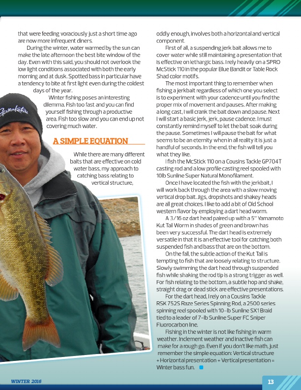 Westernbass Magazine - FREE Bass Fishing Tips And Techniques - Winter 2016, Page 13
