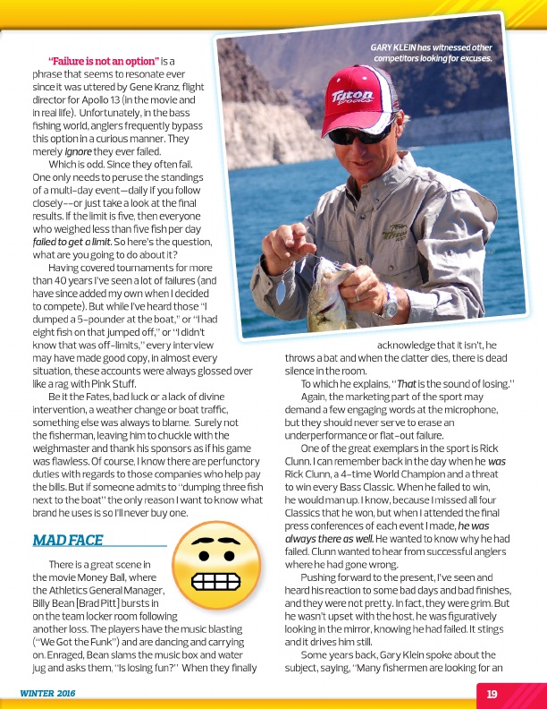 Westernbass Magazine - FREE Bass Fishing Tips And Techniques - Winter 2016, Page 19