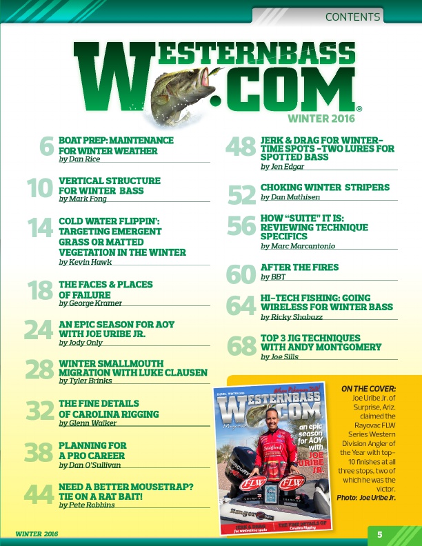 Westernbass Magazine - FREE Bass Fishing Tips And Techniques - Winter 2016, Page 5