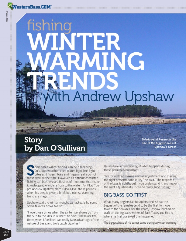 warming trends for winter bass fishing tips with andrew upshaw
