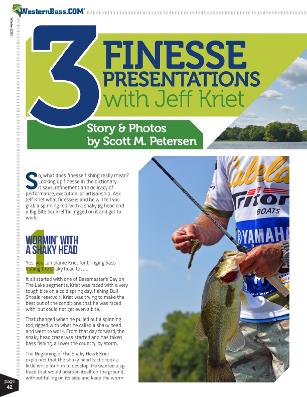 Jeff Kriet bass fishing tips for winter texas-rigged finesse worm