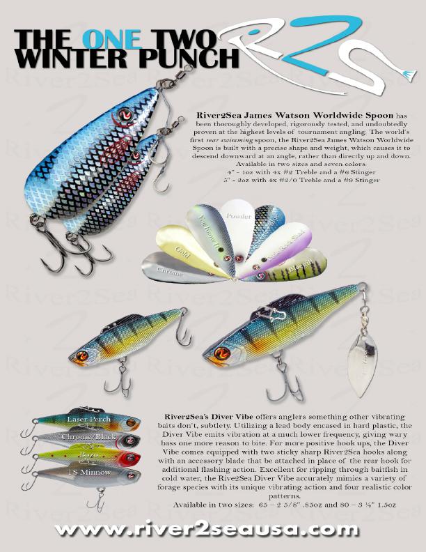 james watson spoons fishing, diver vibes and other wintertime bassl lures