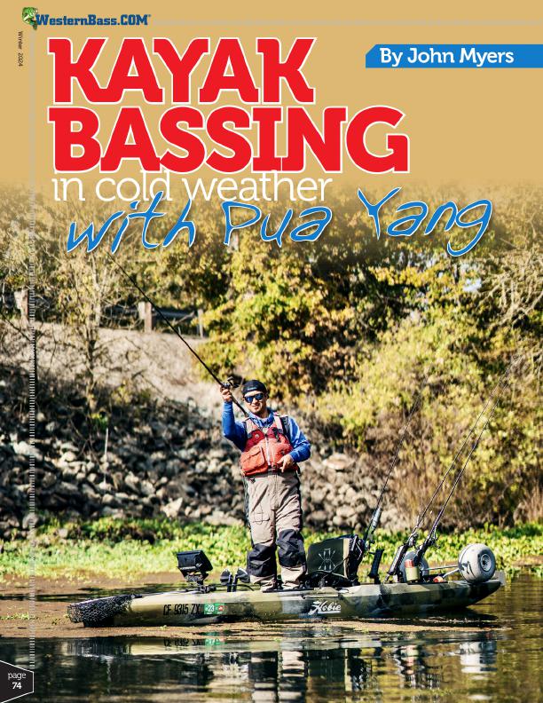 bass fishing in winter from a kayak
